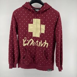 Rare Pink Dolphin Hoodie Pullover Mens Medium Maroon Cross All Over Print Logo